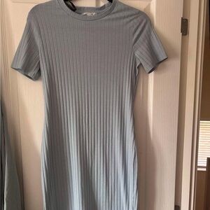 Elegant Blue Ribbed Dress